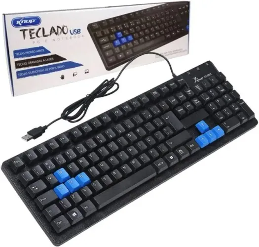 Teclado para computador Knup KP-2044 Com Fio USB com Teclas Silenciosas