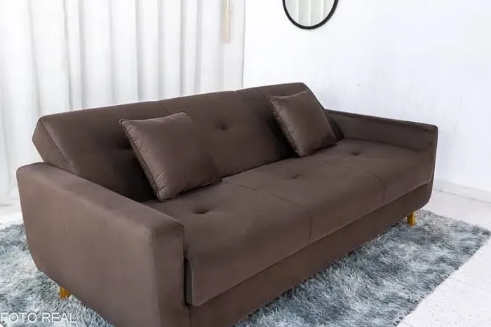 Sofá cama com baú marrom 2.07 cm / FRETE GRÁTIS