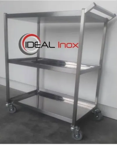 Carro industrial com 3 compartimentos - Fabricado em Inox - modelo industrial