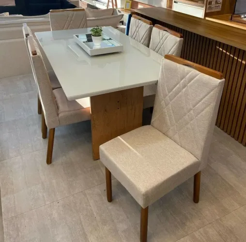 Mesa de Jantar Elegante com 6 Cadeiras