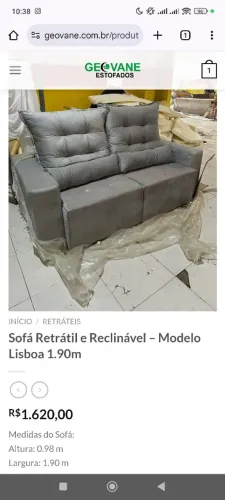 Sofá Retrátil e Reclinável - Modelo Lisboa 1.90m ATÉ DIA 13/06