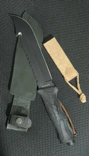 Faca esportiva com bainha artesanal (Mini Strop de brinde)