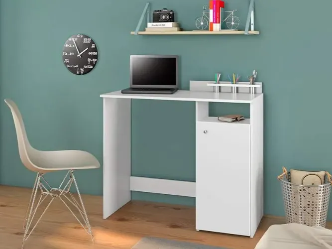Escrivaninha Mesa de Computador 1 Porta Branca