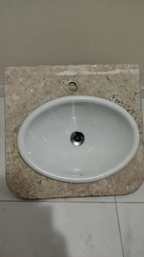 Cuba pia para Banheiro 43x31cm com Base de mármore 50x48cm 