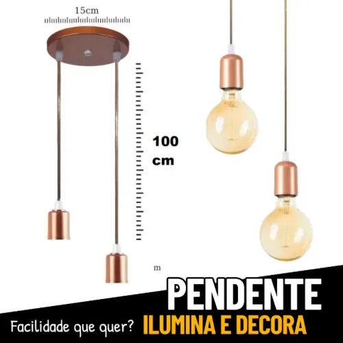 Pendente Duplo Vintage Retro Industrial E27 Voltagem _ CS51 