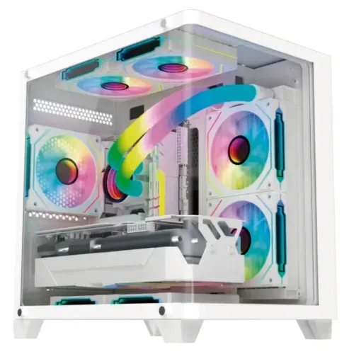 Gabinete Gamer Hayom White GB1799 *Com 4 Fans Led Rgb Controlável* - WZetta