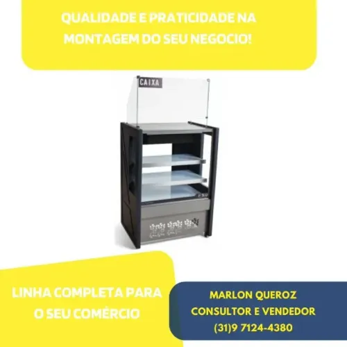 Balcão vitrine caixa Polar 0,80cm Platinum