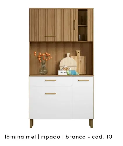 Armário de Cozinha Ripado Mel e Branco | NOVO!!!