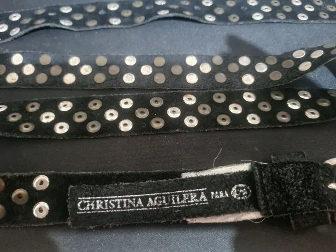 Cinto de couro preto Christina Aguilera