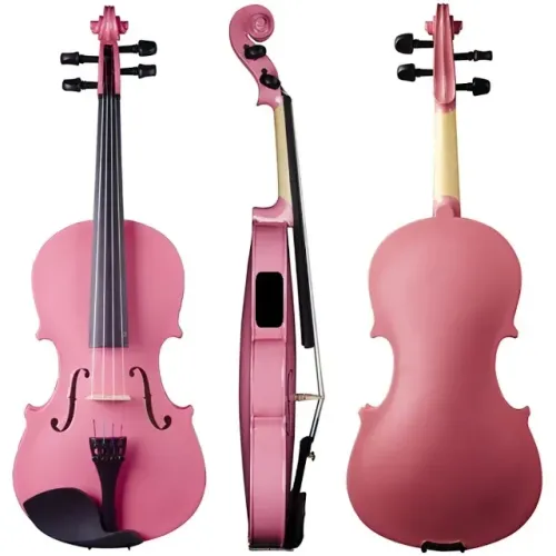 Violino 4/4 Eletrico E Acustico rosa Madeira Nobre Spruce completo arco crina breu estojo 