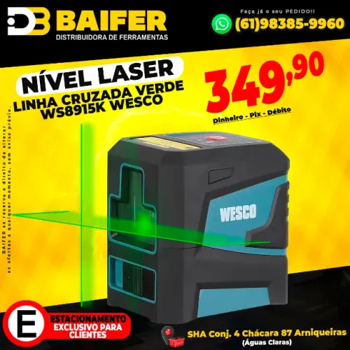 Nivel Laser Linha Cruzada Verde Ws8915k Wesco