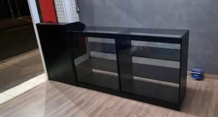 BALCÃO PRETO LOJA COMÉRCIO VITRINE CAIXA - NOVO