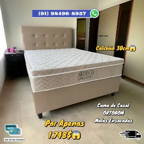 CAMA DE CASAL ORTOBOM COLCHÃO DE 30CM