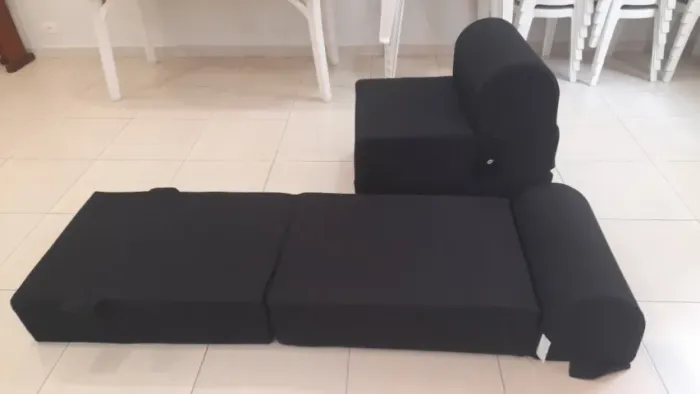 Sofá Cama Dobrável Individual, Cor Preta, Novo