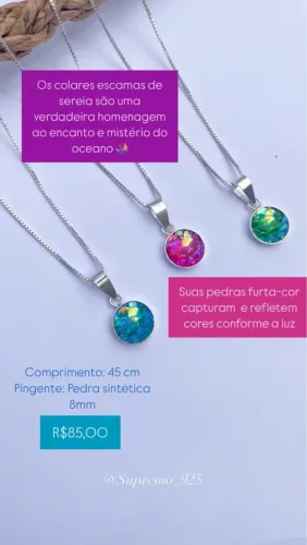 Colar escamas de sereia Prata 925 legítima Acompanha certificado de garantia