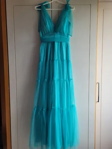 Vestido de festa azul Tiffany