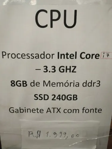 CPU Intel Core i7 - 8GB RAM - SSD 240GB