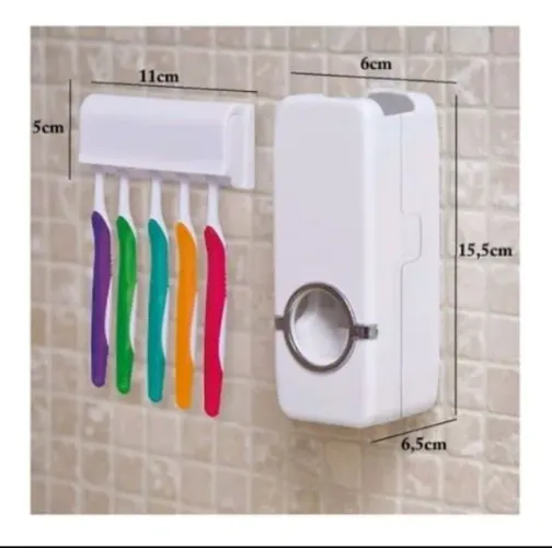 Kit Dispenser de Creme Dental e Porta Escovas
