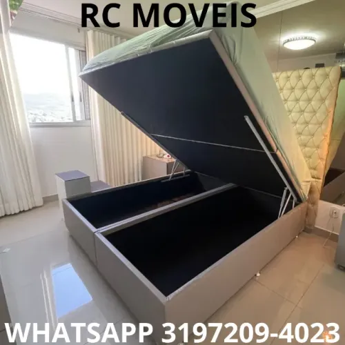 Cama Box Baú Super King 1,93x2,03 - Baú Bipartido Blindado e Abertura Pneumática