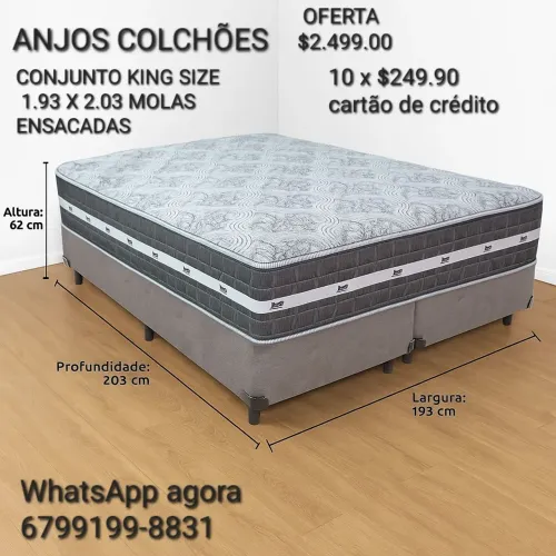 Cama king size em 10 X $249.90 cartão crédito novo garantia entrego