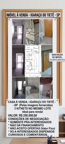 Casa a Venda Igaraçu do Tiete - SP - 3 Kitnets 