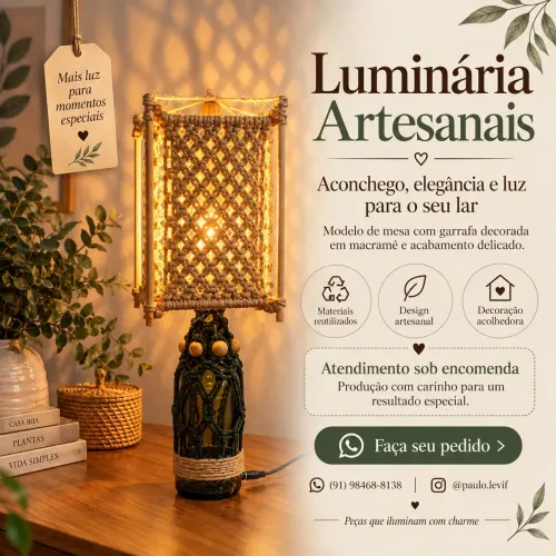 Abajur rústico para decoração 