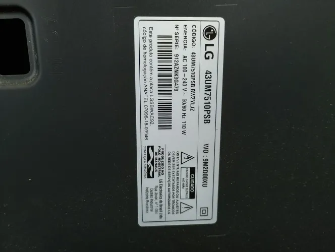 Placa tv LG e cabos, 43um7510