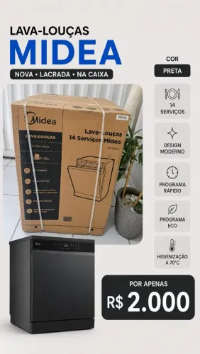 Lava louças 14 serviços midea com preta