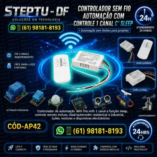 Sistema Sem Fio Automação Controle Remoto 1 Canal C/ Sleep Arduino Automação COD-AP42