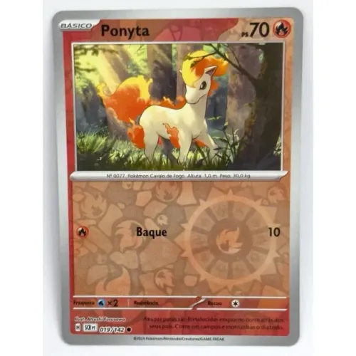 Carta 019/142 Pokémon TCG Original Copag Card Reverse Foil Ponyta Brilhante Holográfica
