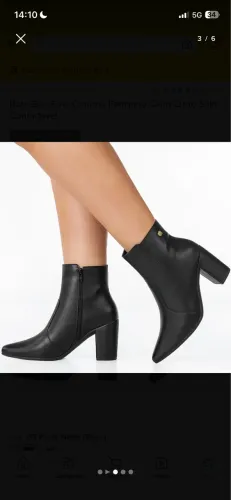 Bota Bico Fino Coturno Feminino Cano Curto Salto Confortável