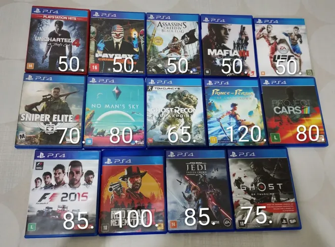 Jogos para PS4 - valor de cada na foto