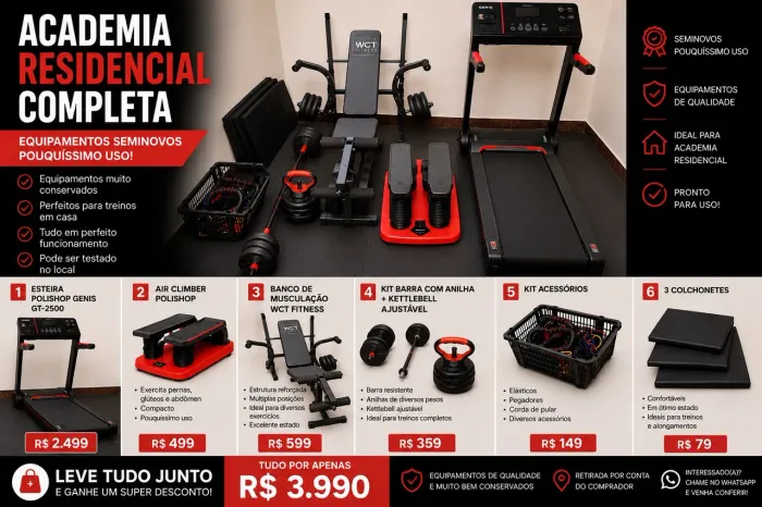 Academia Residencial Completa - Equipamentos Seminovos | Pouquíssimo Uso