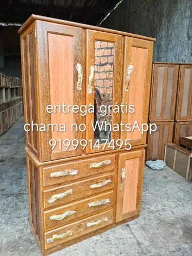 Guarda roupa de madeira espelhado entrega grátis 