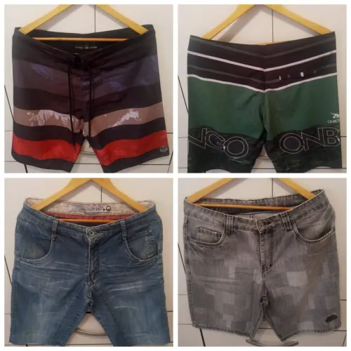 2 Bermudas jeans e 2 Tactel 42 usadas em bom estado 