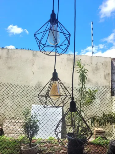 Lustre cor bronze 3 lâmpadas