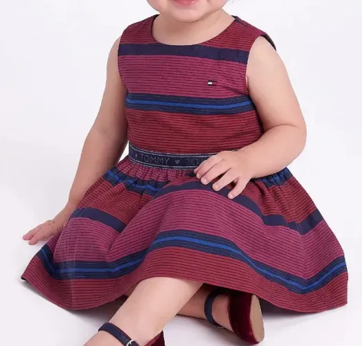 Vestido Tommy Hilfiger Rosa e Vermelho - 2 anos