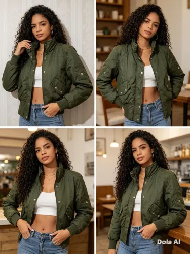 Jaqueta feminina G impermeável verde militar