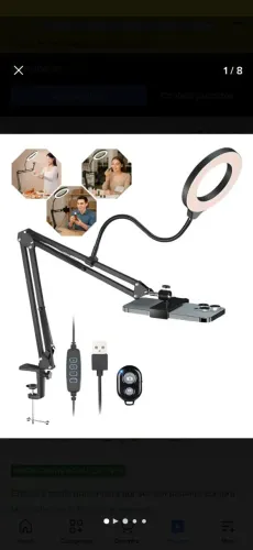 Iluminador Ring Light Suporte Articulado Celular Mesa Foto   127/220v