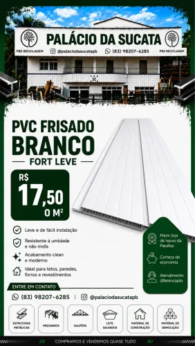 Forro PVC Frisado Branco Fort Leve - O Melhor Preço (R$ 17,50/M²)