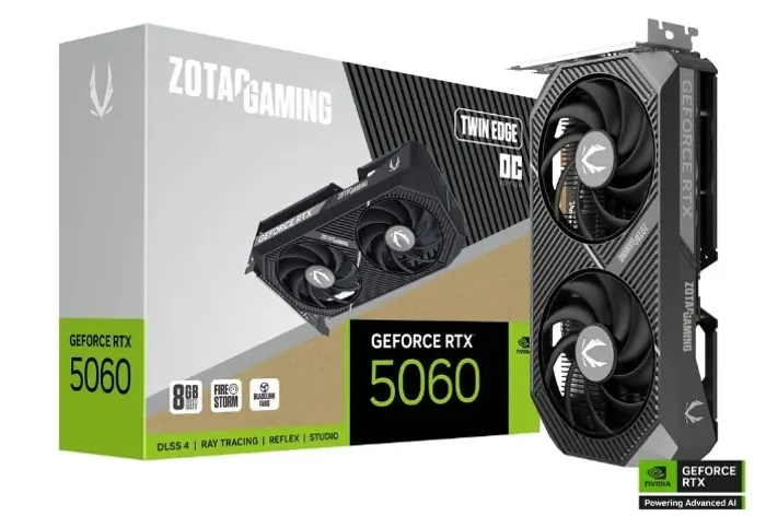 PLACA DE VIDEO RTX GEFORCE 5060 ZOTAC GAMING TWIN EDGE OC 8GB DE VRAM