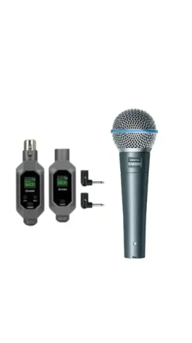 CONVERSOR MICROFONE SEM FIO UHF TRANSM RECP VEDO VD6701 + Microfone SHURE BETA 58A