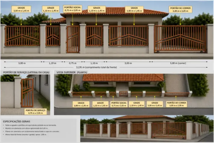 CONJUNTO DE GRADES E PORTÕES TUBULARES - NOVO