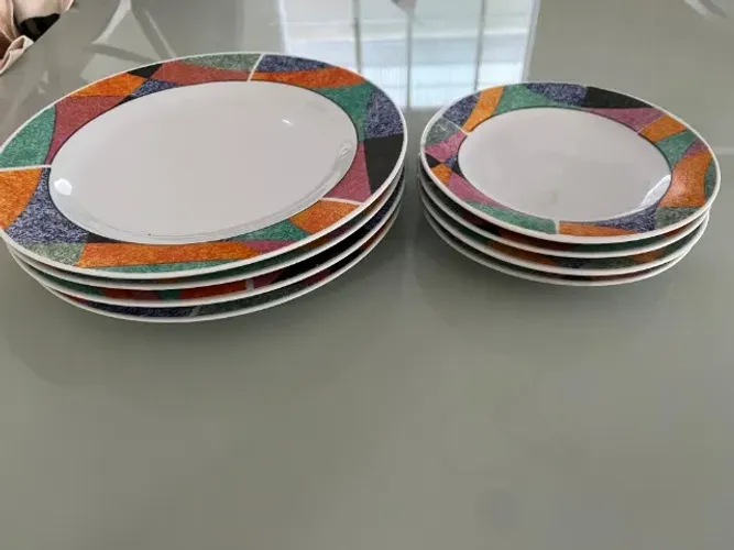CONJUNTO DE 8 PRATOS RASOS MODELO ARCOPAL SANTIAGO VINTAGE