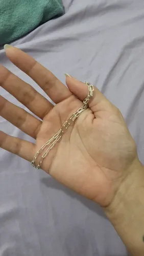 Corrente de prata cadeado alongado Unissex