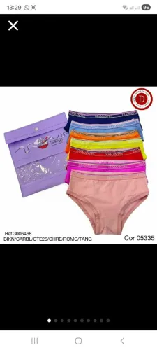 Kit 7 calcinhas infantil diamantes langerie 