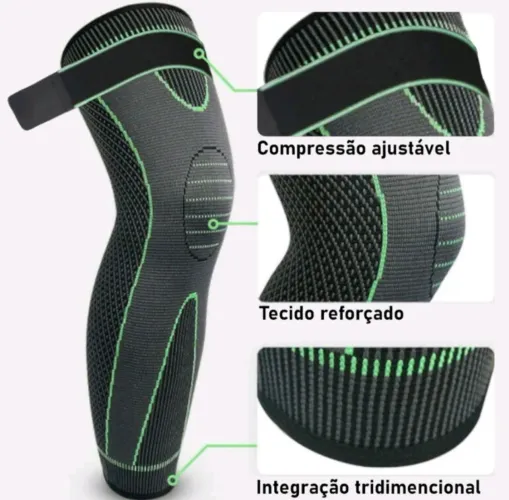 Joelheira longa de compressão com bandagem elástica
