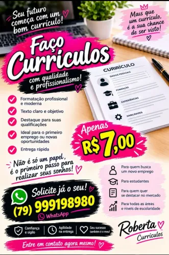 Faça já o seu currículo. *80