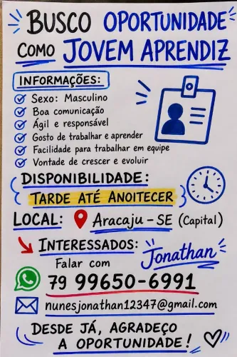Vaga para jovem aprendiz 
