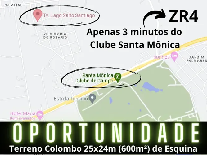 Terreno Colombo ZR4 600m² Parque dos Lagos Guraituba Palmital Próximo Clube Santa Mônica